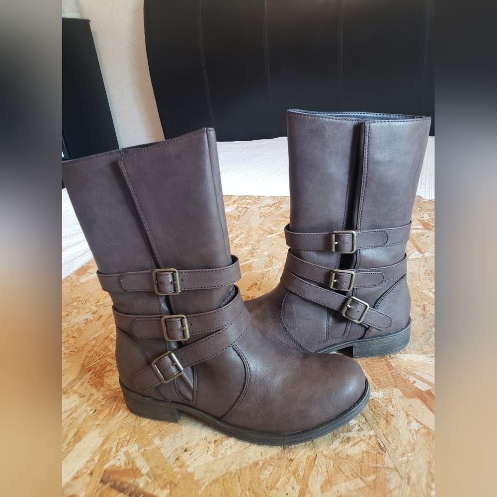 SGR-RULER NEW BROWN BURN MOTO BOOTS SIZE 8.5M